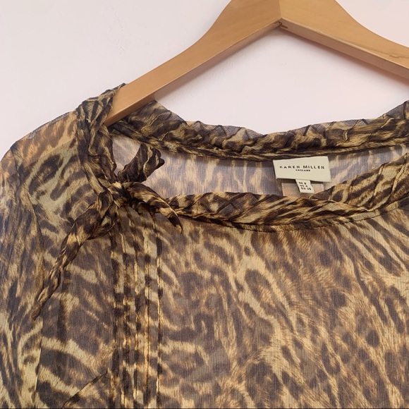 Karen Millen Animal Print Sheer Top - Picture 2 of 7